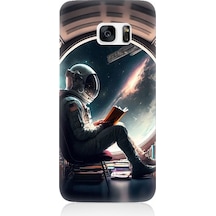 Samsung Galaxy S7 Uyumlu Kitap Ve Astronot Desenli Silikon Kılıf