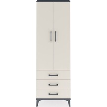 Arges Dolap Tek Raflı 3 Çekmeceli Tek Askılı 60x30x182 Antras... Antrasit