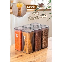 432 Gr 6lı Etiketli Kare Un Erzak Bakliyat Saklama Kabı Takımı Seti 1.70 Lt - Gri, 432-gr-6 Diğer