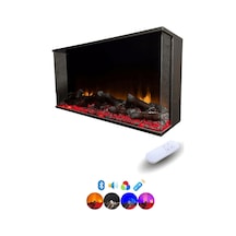 Arif Şömine Dekoratif Elektrikli Şömine - 100x30x25 Cm - Kumanda, Bluetooth Hoparlör Ve Odun Sesi