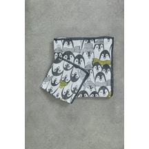 Ecocotton Pingu Bebek Müslin Örtü Seti 100 100 Cm - Füme