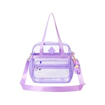 Çapraz Askılı Taşınabilir Su Geçirmez İlkokul,ortaokul Okul Büyük Kapasiteli Şeffaf Çanta Mor