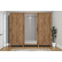 Petek Tamamı Mdf Sürgülü Portmanto Vestiyer Ayakkabılık Çam 208 Cm