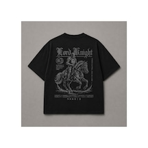 Yolo Street Lord Knight Baskılı Siyah Oversize Unisex Tişört %100 Pamuk Siyah1x2