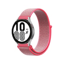 Samsung  Uyumlu  Galaxy Watch 4 Hasırlı Cırtcırtlı Kordon Saat Değildir - Pembe,