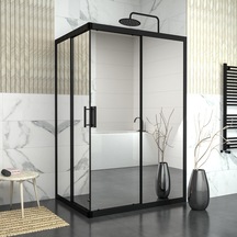 Tekno Duş Black Rigel 6mm Reflekte Cam Dikdörgen Duşakabin Şeffaf Tekno Duş Black Rigel 6mm Reflekte Cam Dikdörgen Duşakabin Şeffaf