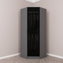 Minar Kale 1 Füme Cam Kapaklı Köşe Dolap Antrasit