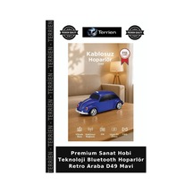 Premium Sanat Hobi Teknoloji Bluetooth Hoparlör Retro Araba D49 Mavi