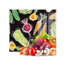 Tr Cam Kesme Tahtası Ve Sunum Tablası Sebze Desenli 20 X 30 Cm Diğer
