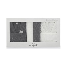 Kilim 8 Parça Aile Bornoz Takımı Gri-krem