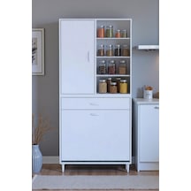Eliusta Rule Sepetli Banyo/mutfak Dolabı 75 Cm Genişliğe Sahip 75x171x32,5 Cm İki Sepetli Beyaz Dolap Beyaz