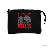 Zepplin Giyim Chucky Love Kills Siyah Clutch Astarlı Cüzdan / El Çantası