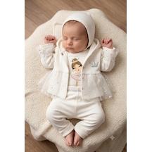 Nayinom Baby Nayinom Kız Bebek Tül Detaylı Beyaz Takım %100 Pamuk