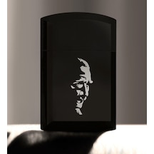 Kişiye Özel Atatürk Silüet Siyah Metal Çakmak - 1