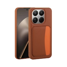 Xiaomi 15t Kılıf Kartlıklı Kamera Yükseltili Silikon Pazarplus Kahverengi