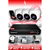 Bayicam 4 Kameralı Süper 3 İç Kamera Set 2 TB 5 MP 2K Net Gece Görüşlü Güvenlik Kamerası Sistemi