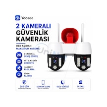Uninet 8mp Çift Kameralı Döner Başlıklı Wifi Yönü Elle Ayarlanabilir Güvenlik Kamerası 10x Dijital Zoom Pır Insan Algılama Ve Siren