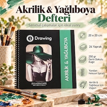 Akrilik Boya Ve Yağlı Boya Sketchbook 20x20 Cm 250 Gr 24 Yaprak Dokulu