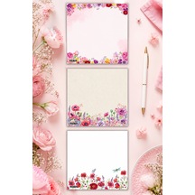 Çiçek Bloknot - 9 9 Cm Ebat- 50 Yaprak - Notepad - Memopad - Çizgisiz Not Kağıdı- To Do List - 3562