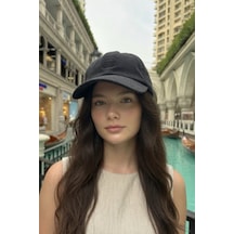 Mollycrush Kadın Mevsimlik Fitilli Kadife Siyah Şapka Günlük Ayarlanabilir Beyzbol Kep Siyah