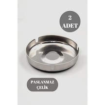 Rotanev 2 Adet Paslanmaz Çelik Parlak İnce Açık Yuvarlak Model Küllük Dekoratif Kül Tablası 10 CM Küllük