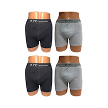 Kyc Shopping 4 Adet Siyah-gri Karışık Renk Pamuklu Likralı Penye Esnek Kumaş Boxer Siyah - Gri