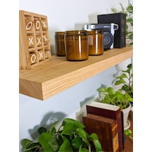 Dekoratif Doğal Ahşap Tek Li 80 X 25 X 4 Cm Gizli Aparatlı Raf Ahşap