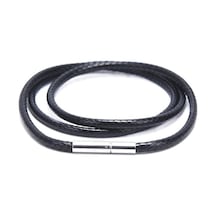 Novahub Siyah Balmumu Deri Kordon Paslanmaz Çelik Döner Toka Kolye Gerdanlık Halat Takı 50cm 2.5mm Siyah - Standart Siyah