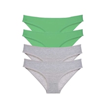 4 Adet Süper Eko Set Likralı Kadın Slip Külot Yeşil Gri Beden: Xl Standart