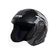Gp Nero Mks006-mbc3g Şeffaf Vizörlü Motosiklet Yarım Kask Parlak Siyah