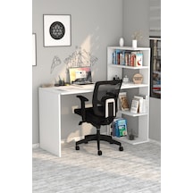 Moonlife Çınar Raflı Kitaplıklı Çalışma Masası Beyaz