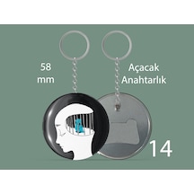 58 Mm Buton Açacaklı Anahtarlık Yuvarlak Baskılı Anahtarlık Zihin Kafesi Çok Renkli