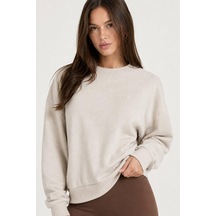 Hummel Dellax Sweatshirt 922548-9719 Krem Kadın Sweatshirt Gri