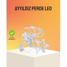 Yıldız Ve Ay Figürlü Prizli Perde Led Işık Romantik Ortam Aydınlatması Çok Renkli