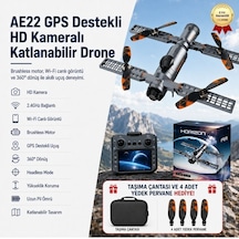 Ae22 Gps Destekli Hd Kameralı Katlanabilir Drone Brushless Motor, Wi-fi Canlı Görüntü, 360 Dönüşlü Drone-1693