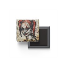 Harley Quinn - Baskılı Buzdolap Magneti Kare - 9x9 Cm