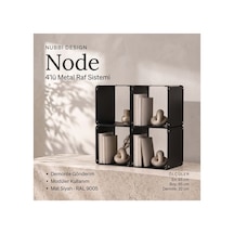 Node 4 Lü Modüler Metal Komodin Açık Raflı Küp Tasarım Başucu Sehpası Siyah - 940098009 Siyah