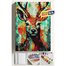 Sayılarla Boyama Seti Numaralı Tuval Fırça Boya Dahil Kasnaklı Set 50x70 Cm - Geyik