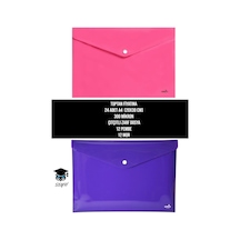 Toptan Fiyatına 24 Adet A4 20x30 Cm 300 Mikron Çıtçıtlı Zarf Dosya 12 Pembe 12 Mor Diğer