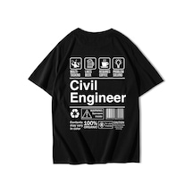 Brz Collectıon Brz Collection Unisex Oversize Civil Engineer T-shirt Siyah