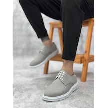 Ba0003 Bağcıklı Klasik Spor Koyu Gri Renk Keten Yüksek Taban Casual Erkek Ayakkabı Keten Gri