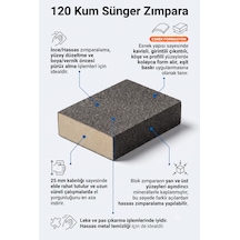 120 Kum Sünger Takoz Zımpara 100x75x25 Mm - Esnek Blok Hassas Yüzey, Leke/pas Çıkarma Ve Boya Öncesi Zımparası