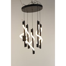 Lüks Spiral Tasarım Modern Burgulu Seri 3 Renk Ledli Şık Salon Avizesi Siyah
