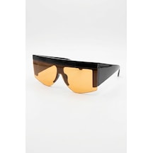 Plaj Stili Büyük Güneş Gözlüğü Siyah Çerçeve Turuncu Cam Uv400 Yüksek Koruma140mm Unisex Siyah - Sarı