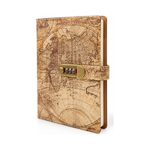 Şifreli Vintage Dünya Haritası Desenli Defter Alk6472 Diğer