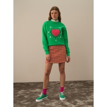 Xint Yeşil Oversize Dik Yaka Pamuklu Sweatshirt 400577