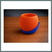 Bezos 3d Baskı Küre Saksı - Kafes Dokulu İki Parçalı Dekoratif Saksı - Turuncu-mavi Ventra Standart 46810524