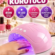 45w Uv Led Oje Kurutucu Makinesi 15 Led, El Sensörlü, 60/90/120 Sn Zaman Ayarlı, Kedi Desenli Pemb