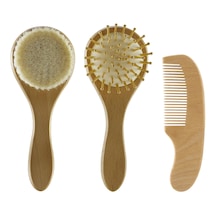 Suntek 3 Parça Ahşap Saplı Saç Fırçası Tarak Çocuklar