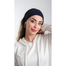 Hürrem Bone Lacivert Pratik Hazır Geçmeli Tesettür Bone Viskon Kumaş Sade 300 Lacivert